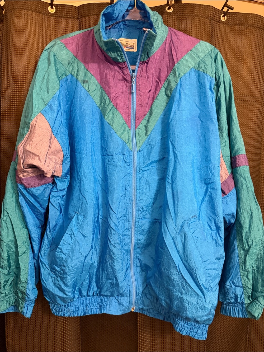 Vintage MacGregor Colorblock Windbreaker Jacket - Blue, Teal & Purple